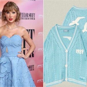 Taylor Swift 1989 Light Blue Cable Knit Cardigan